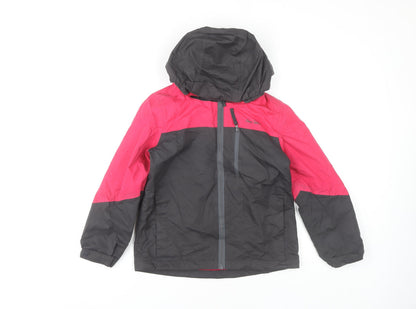 Additional front view of Peter Storm girls’ pink black windbreaker jacket 7-8 years