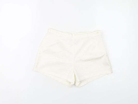 Next Women's White Cotton Blend Casual Shorts UK 10