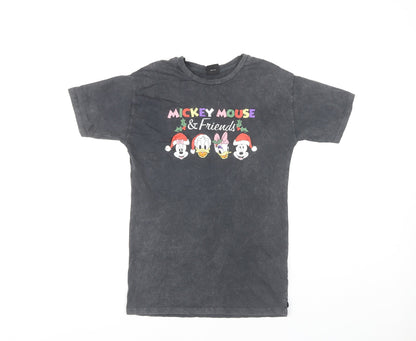 Front view of Disney girls’ black mickey mouse t-shirt 5-6 years