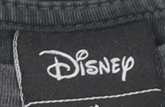 Close-up detail of Disney girls’ black mickey mouse t-shirt 5-6 years