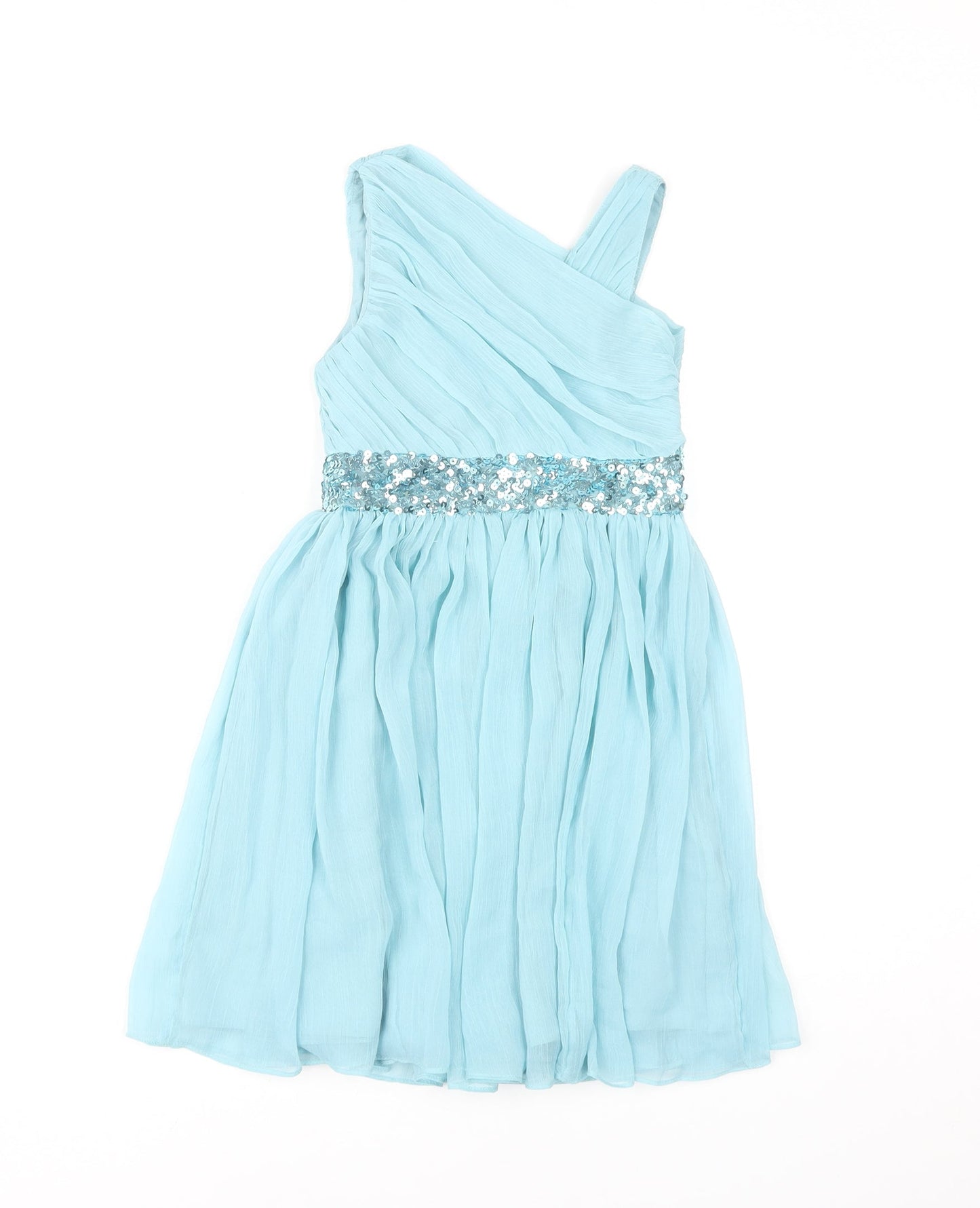 Monsoon Girls Blue A-Line Sequin Dress, 7 Years, Party Ready