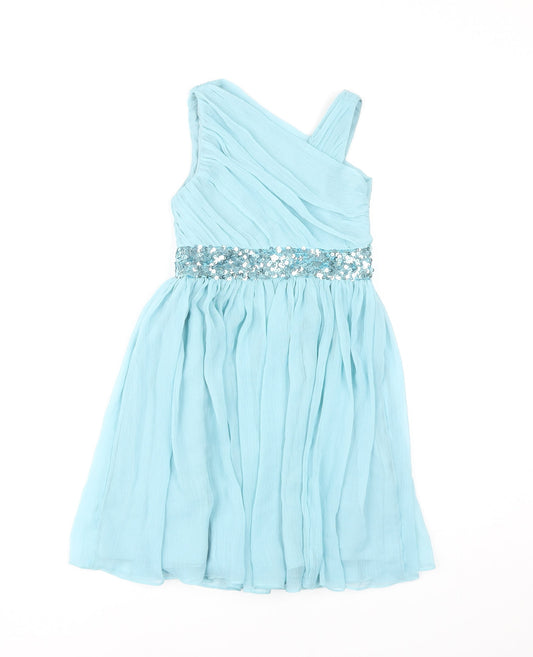 Monsoon Girls Blue A-Line Sequin Dress, 7 Years, Party Ready