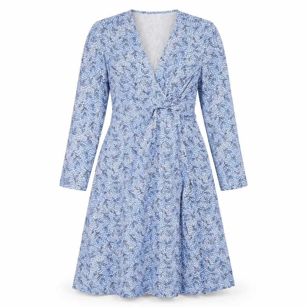 Lands' End Women's Blue Floral Midi Wrap Dress M
