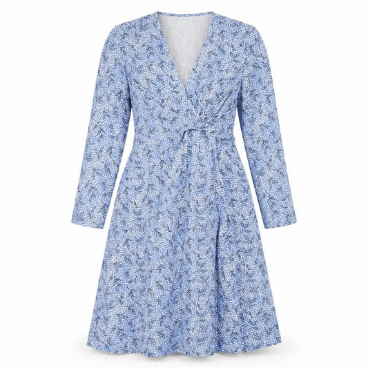 Lands' End Women's Blue Floral Midi Wrap Dress M