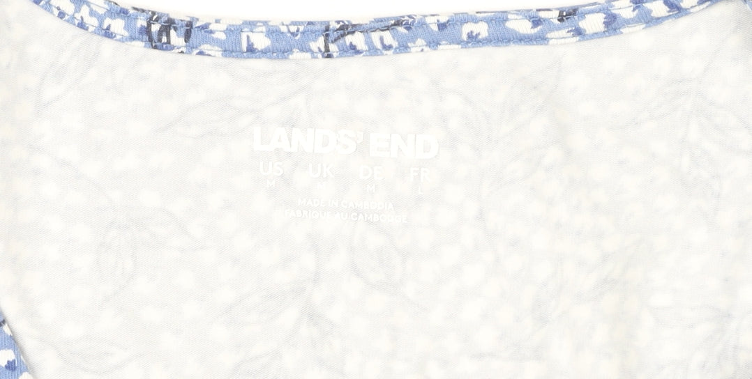 Lands' End Women's Blue Floral Midi Wrap Dress M