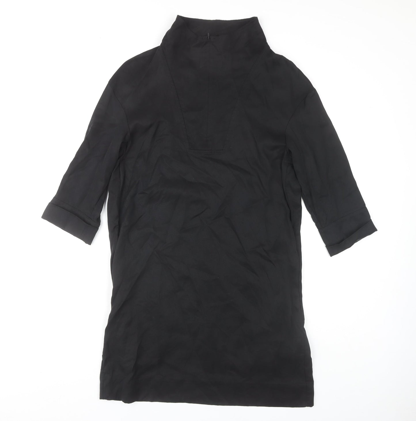 COS Women's Black 3/4 Sleeve High Neck Dress Size 4