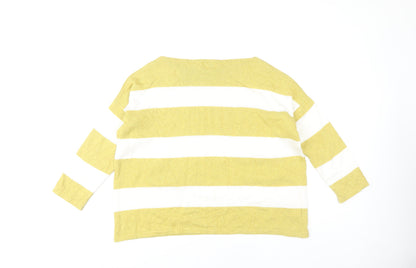 First Avenue Women's Yellow Striped Pullover Jumper S/M