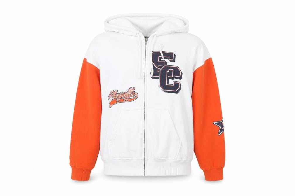 H&M Unisex White & Orange Full Zip Hoodie M