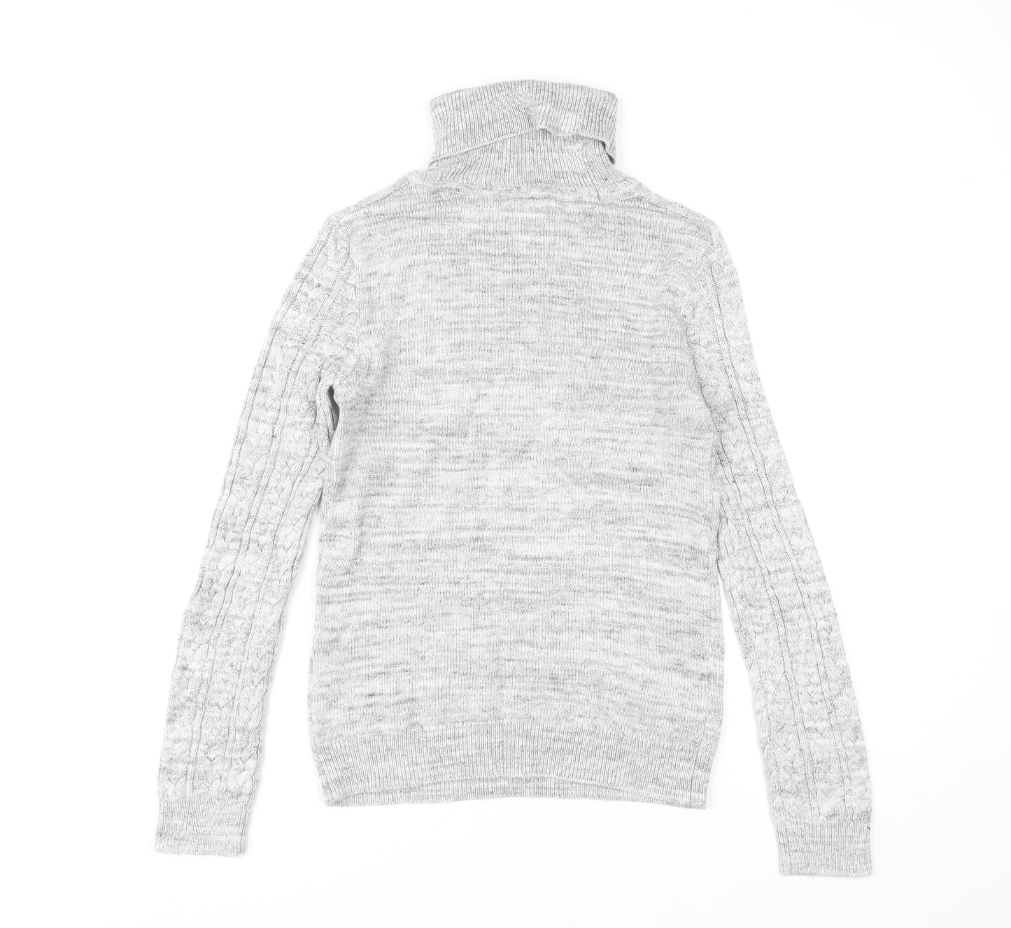 H&M Women's Grey Roll Neck Cable-Knit Pullover XS