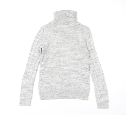 H&M Women's Grey Roll Neck Cable-Knit Pullover XS