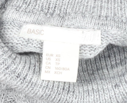 H&M Women's Grey Roll Neck Cable-Knit Pullover XS