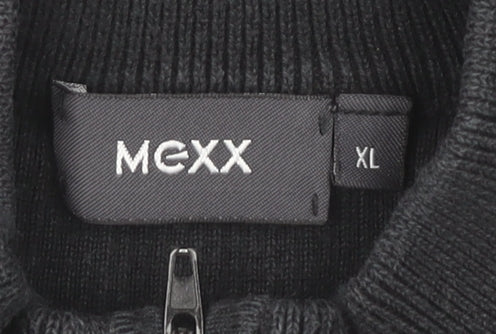Mexx Unisex Black XL Collared Knit Top Casual Zip
