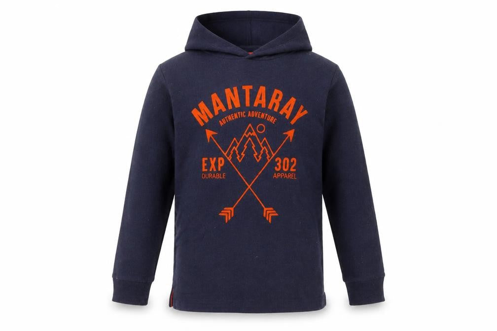 Mantaray Boys Blue Pullover Hoodie, Size 11-12, Casual Logo