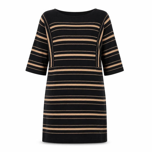 Monsoon Women's Black Striped Shift Dress M