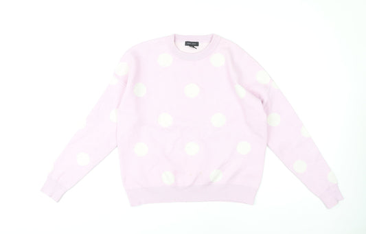 New Look Women's Pink Polka Dot Pullover Jumper S