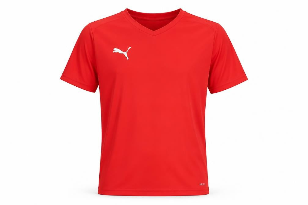 Puma Men's Red T-Shirt, Size S, V-Neck, Gym Wear