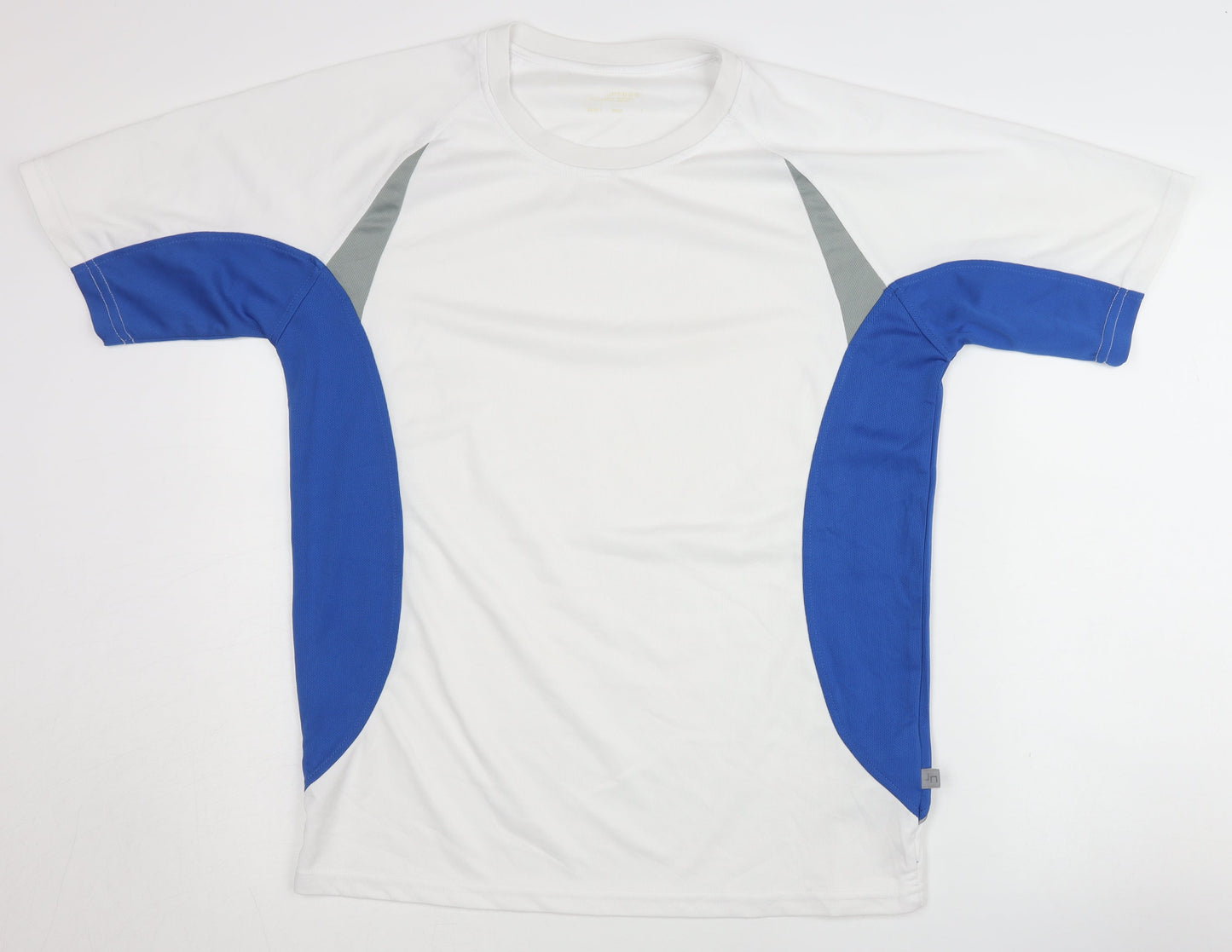James Nicholson Men's White and Blue T-Shirt, Size L