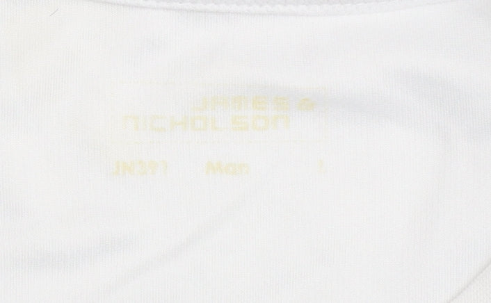 James Nicholson Men's White and Blue T-Shirt, Size L
