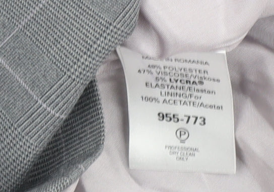 Next Women's Grey Plaid Blazer Size 16 Regular Fit