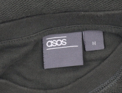 Brand and care label for ASOS Men's Green Pullover Sweatshirt, M, Crewneck