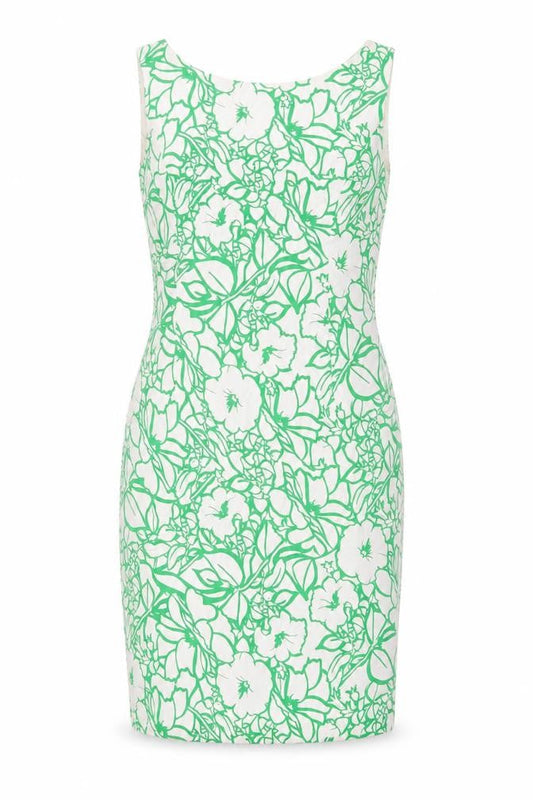 Kaliko Women’s Green Floral Sheath Dress, Size 4, V-Neck