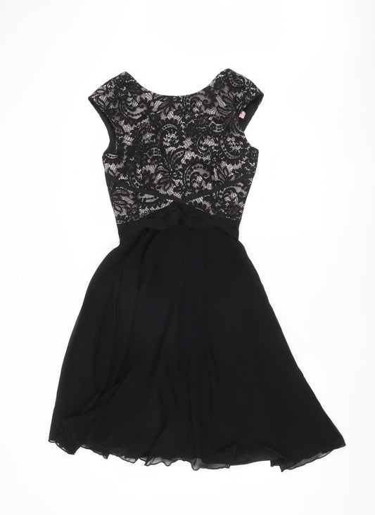 Elise Ryan Women’s Black Lace V-Neck Dress, Size 8