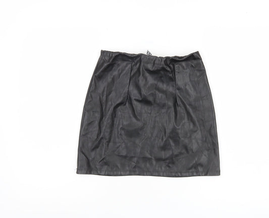 ASOS Women's Black Skirt UK 8 in Faux Leather