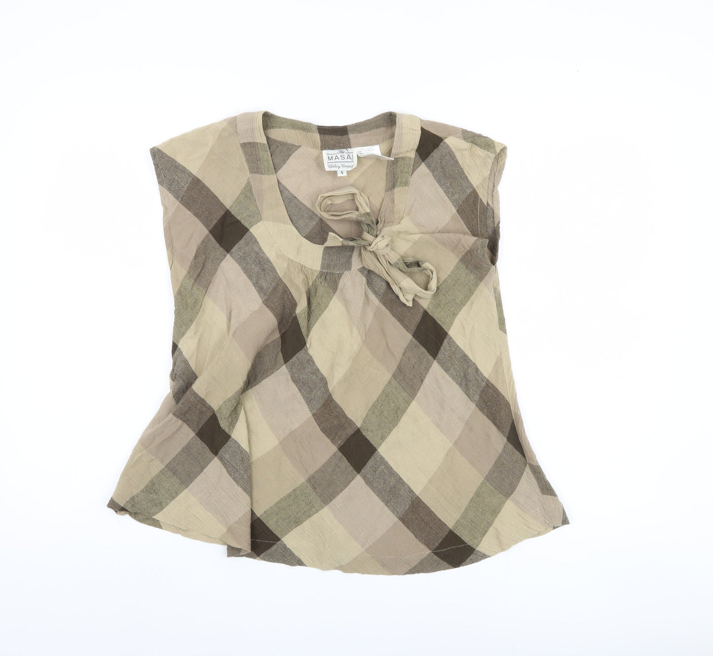 Masai Women Beige Check Tunic Blouse, S