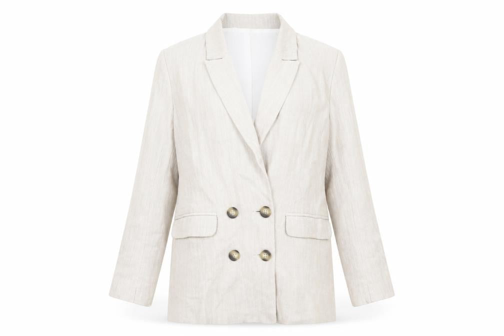 Topshop Women's Beige Double-Breasted Blazer UK 8