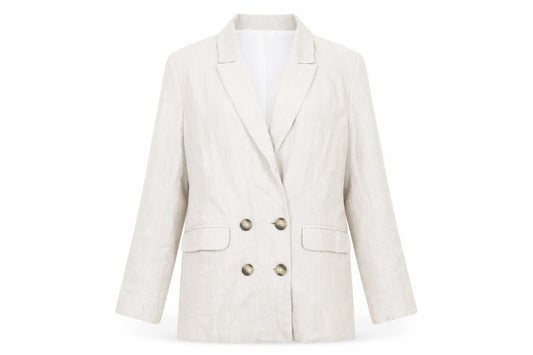 Topshop Women's Beige Double-Breasted Blazer UK 8