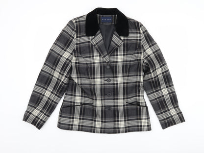 Alexon Women's Black Plaid Blazer 12 - Wool Tailored Jacket