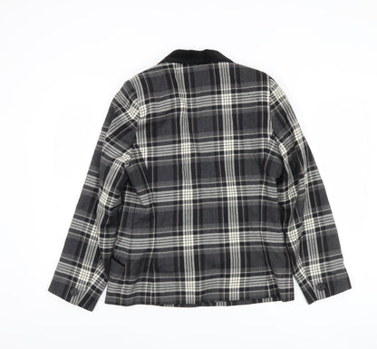 Alexon Women's Black Plaid Blazer 12 - Wool Tailored Jacket