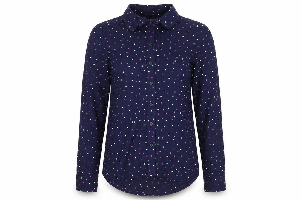 Next Women's Blue Polka Dot Button-Up Shirt Size 8