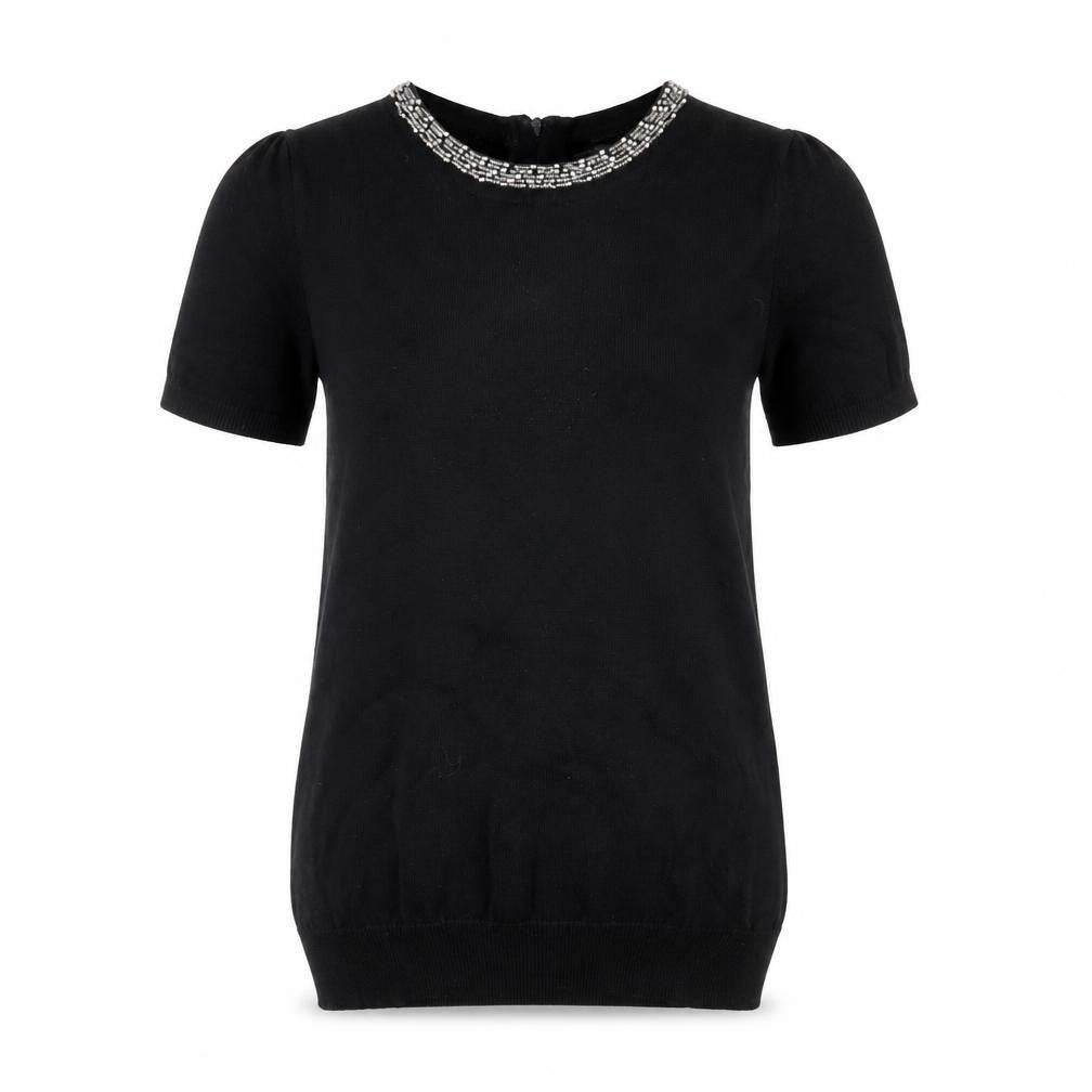 Next Women's Black Pullover Jumper, Size 6, Beaded Accent