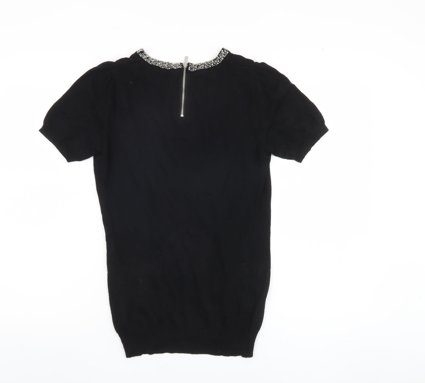 Next Women's Black Pullover Jumper, Size 6, Beaded Accent