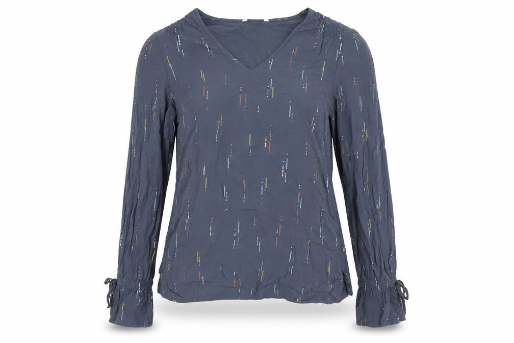 Sandwich Women's Blue Geometric V-Neck Blouse Size 8