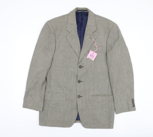 Blazer Men's Grey Check Wool Jacket Size 38R