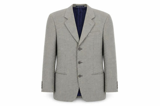 Blazer Men's Grey Check Wool Jacket Size 38R