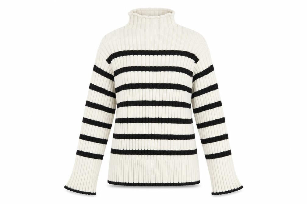 Zara Women's Ivory Striped Pullover Jumper, Size S