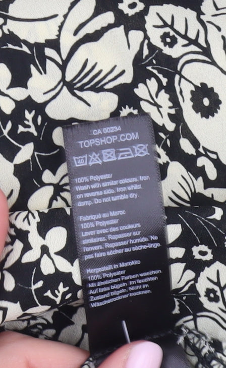 Topshop Women's Black Floral Shift Dress UK 12