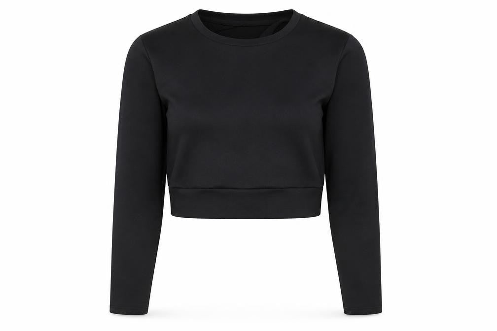 H&M Women's Black Cropped Long Sleeve Top Size 8