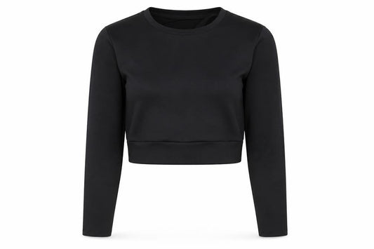 H&M Women's Black Cropped Long Sleeve Top Size 8