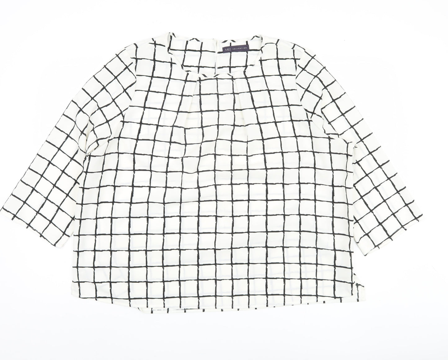 Marks and Spencer Women's White Check Blouse UK 20