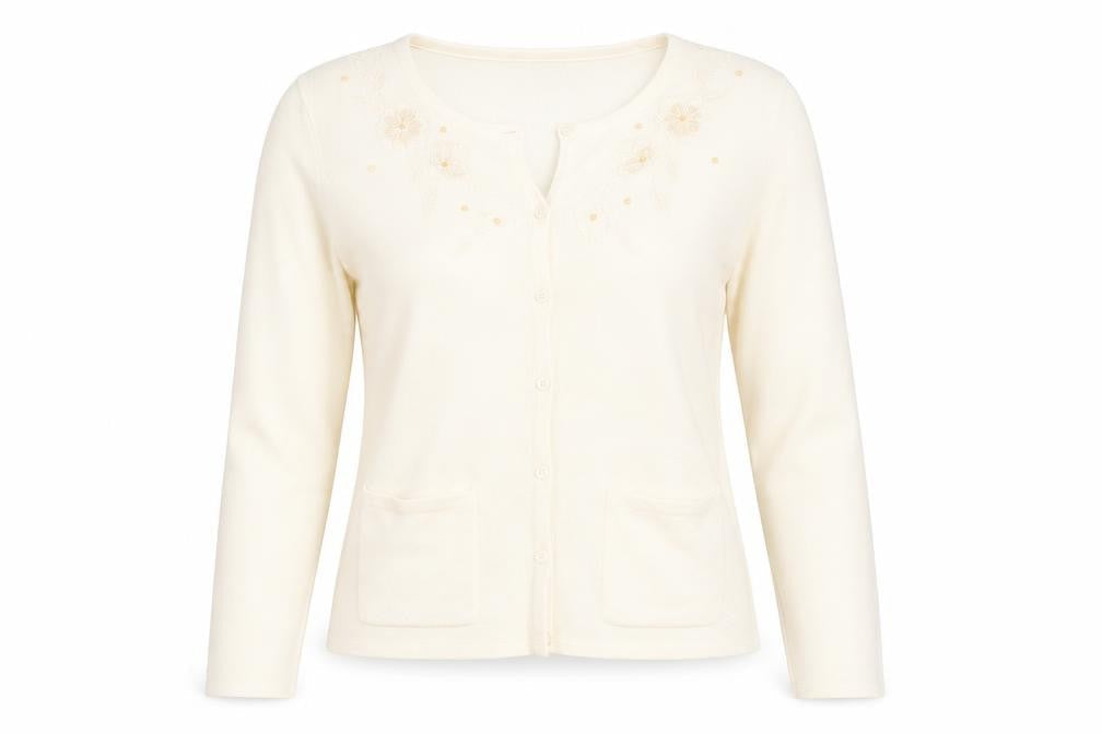 Paramour Ivory Women's Medium Cardigan, Embroidered