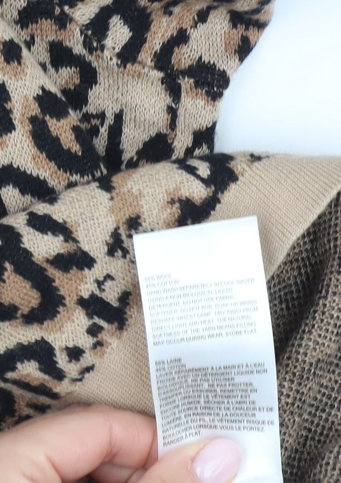 Whistles Women's Beige Animal Print Pullover M