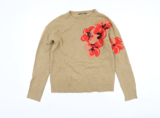 Dorothy Perkins Women's Beige Floral Pullover Jumper, UK 12
