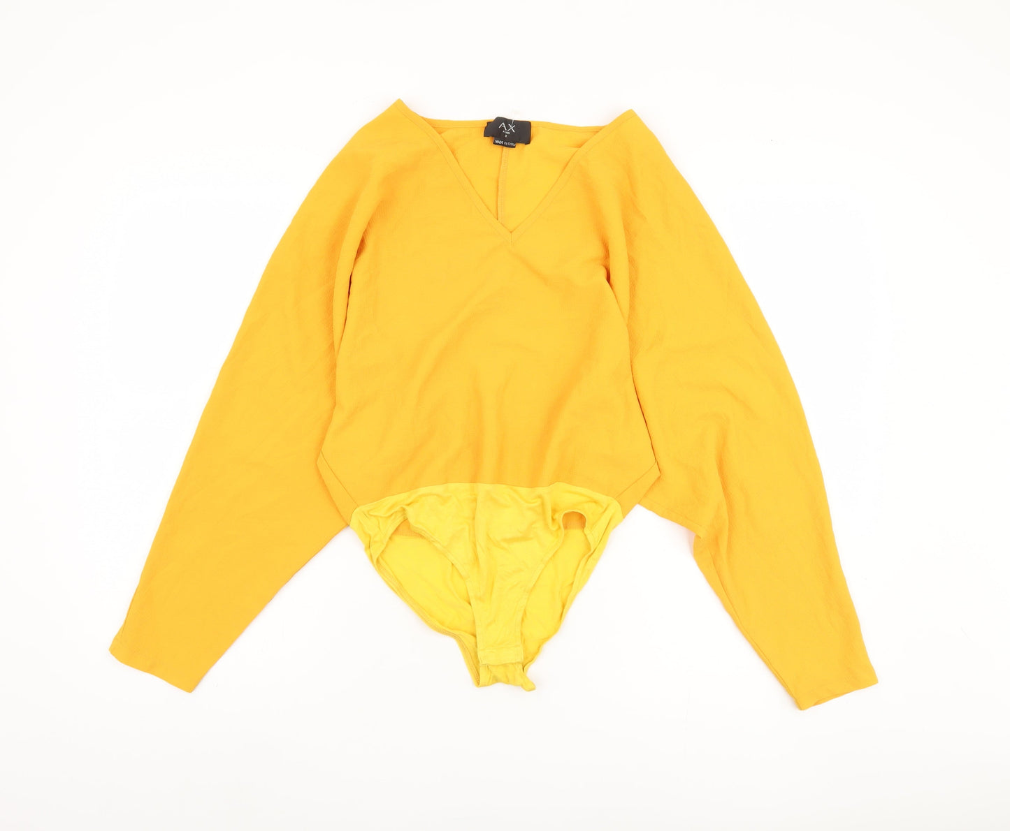 AX Paris Women's Yellow Bodysuit, Long Sleeve, Size S