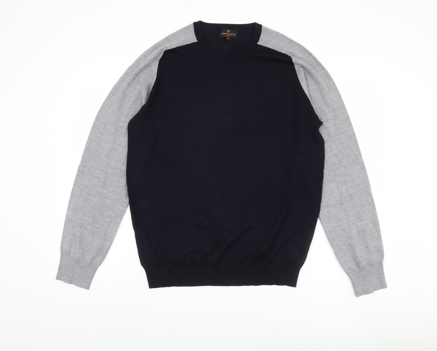 Simon Carter Men's Black and Grey XL Pullover Jumper
