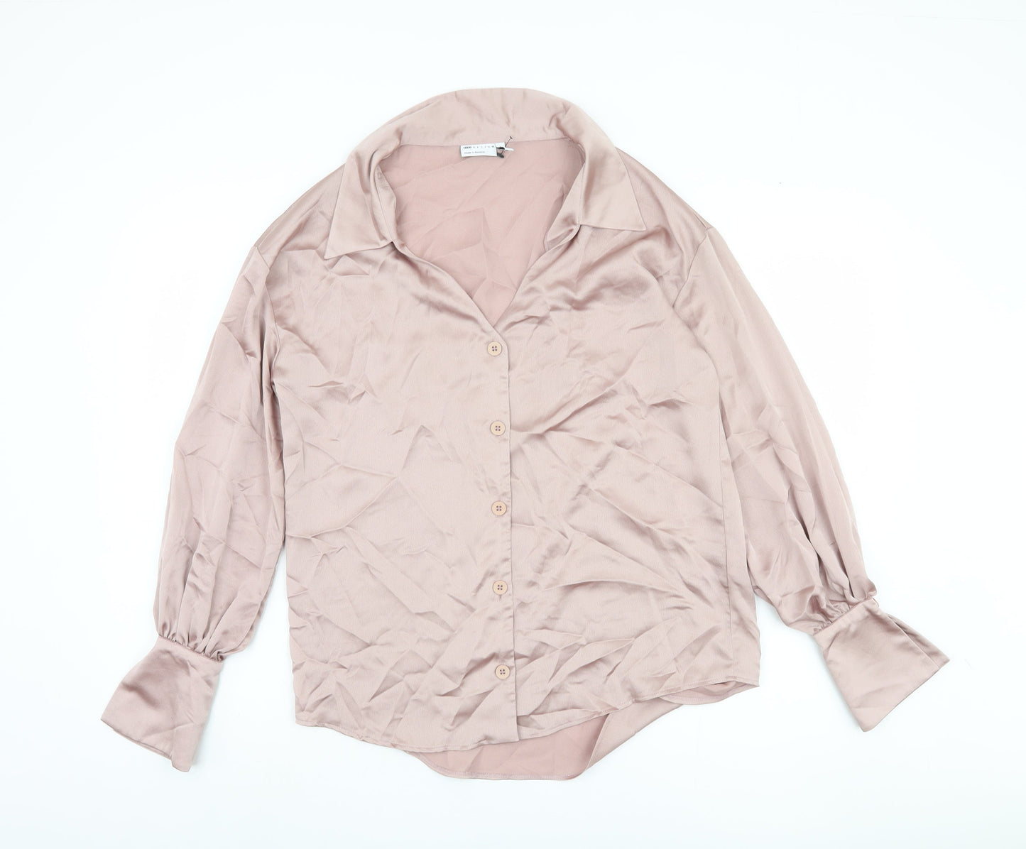 ASOS Design Women's Pink Button-Up Blouse, Size 8