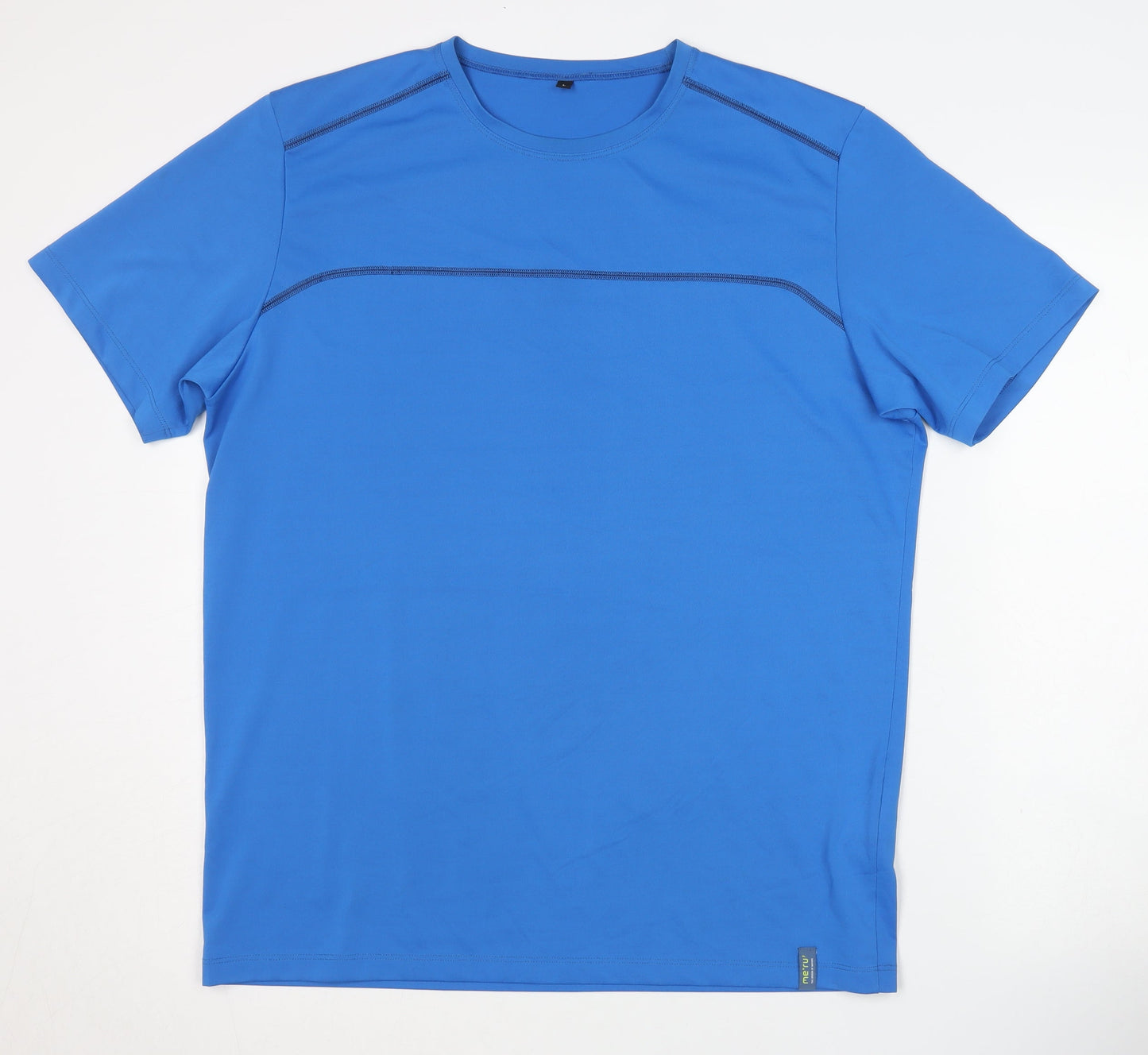 Meru Men's Blue Polyester T-Shirt, Large